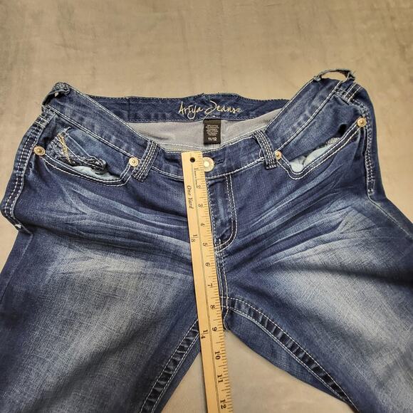 Ariya Jeans Jeans Womens 12 Blue Stretch Straight Leg Medium Wash Denim - Picture 9 of 12